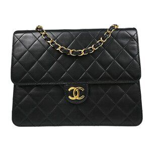 Chanel Black Lambskin Turnlock Small Half Flap Shoulder Bag